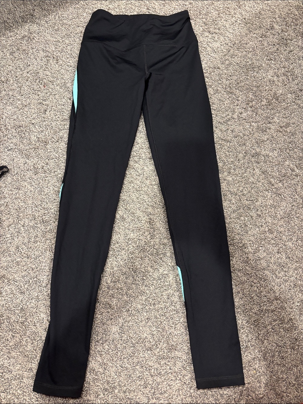 VSX Black Leggings with Mint Side Panels